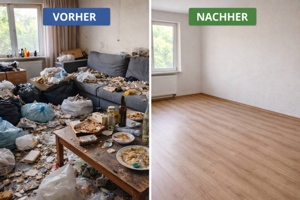 Messi-Wohnung in Dresden vorher nachher Beispiel nach Räumung sauberer Raum